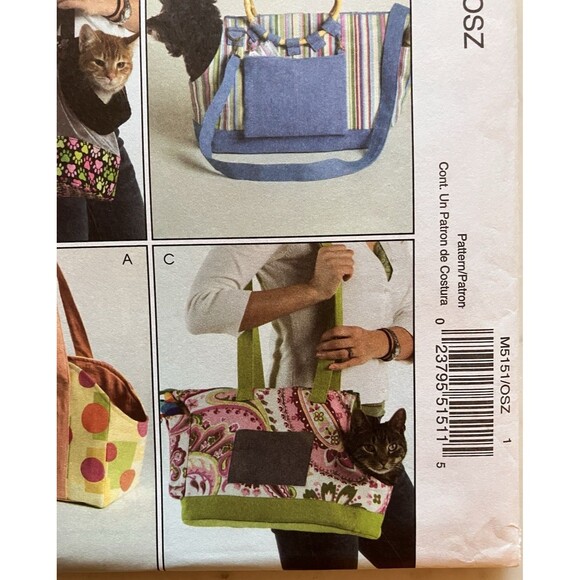 McCall's Pattern - Pet Carriers (One Size) #M5151 - Uncut 4 Designs Dog Cat - Picture 4 of 8